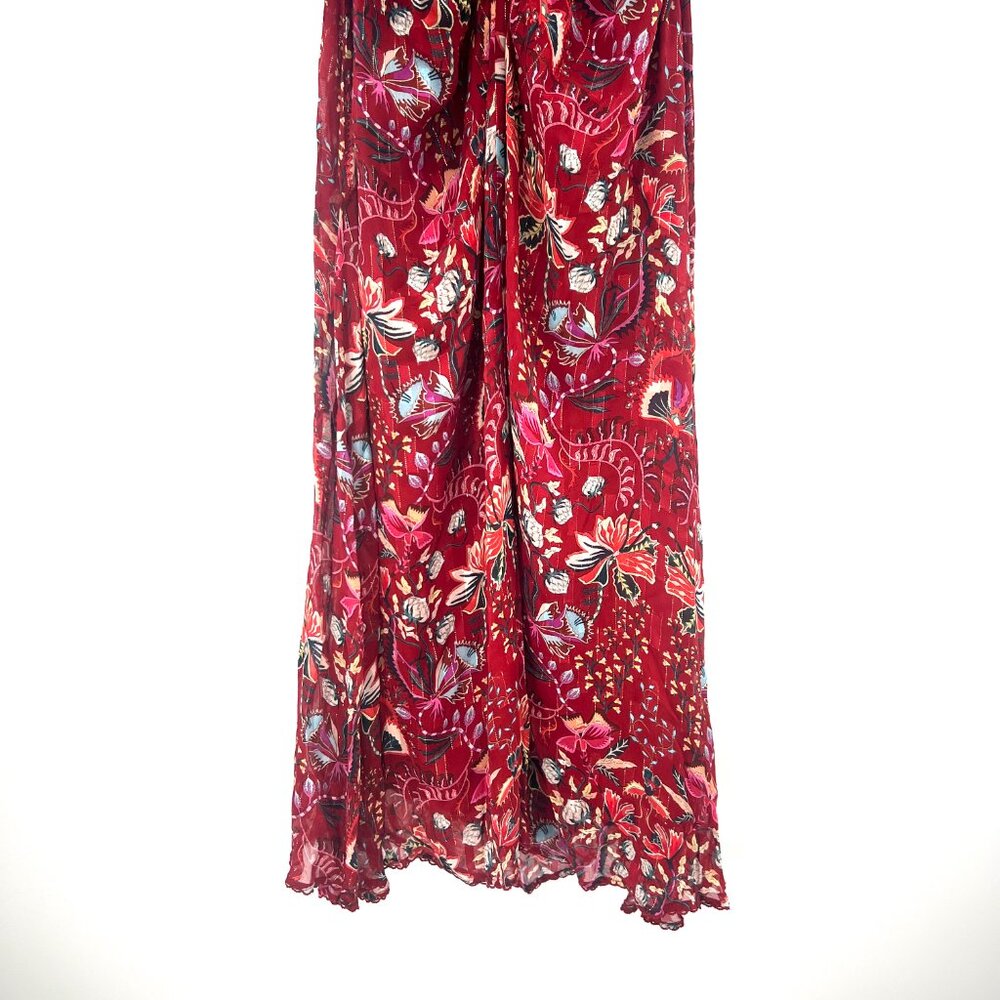NWT Maria Cher Red Berrie Floral Midi Dress with Detachable Sleeve Size Large - Picture 5 of 11